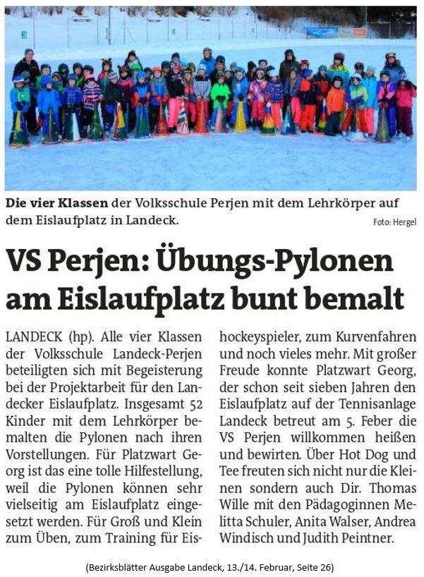 Pylonen für den Eislaufplatz - Pressebericht